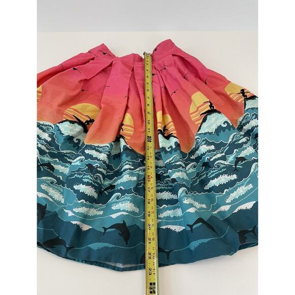 Sunset Surfer Skirt A-Line Art to wear Retro Pleated Dressever S - Picture 2 of 8